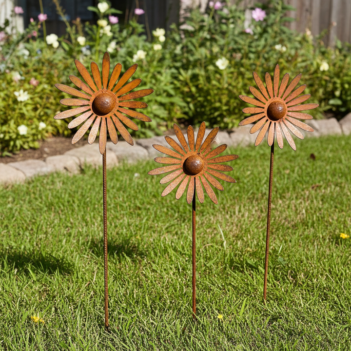 Flower Garden Spike small Chrysanthemum Metal Garden Art