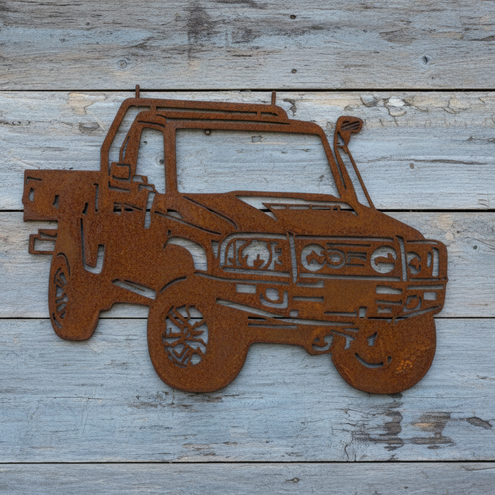 79 Series Toyota Land Cruiser With Bull bar Ute Metal Wall Art