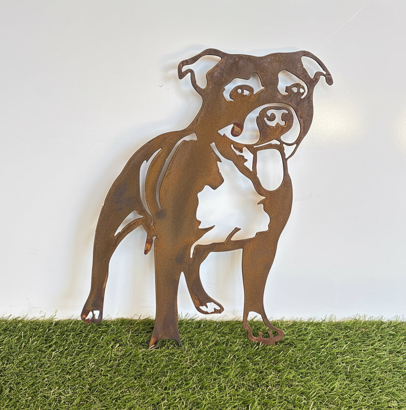 Staffy Dog - Staffordshire Bull Terrier Metal Wall Art - Garden Ornament