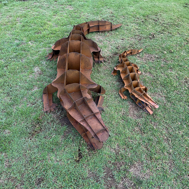 Metal Crocodile Sculpture – Australian Wildlife Garden Art