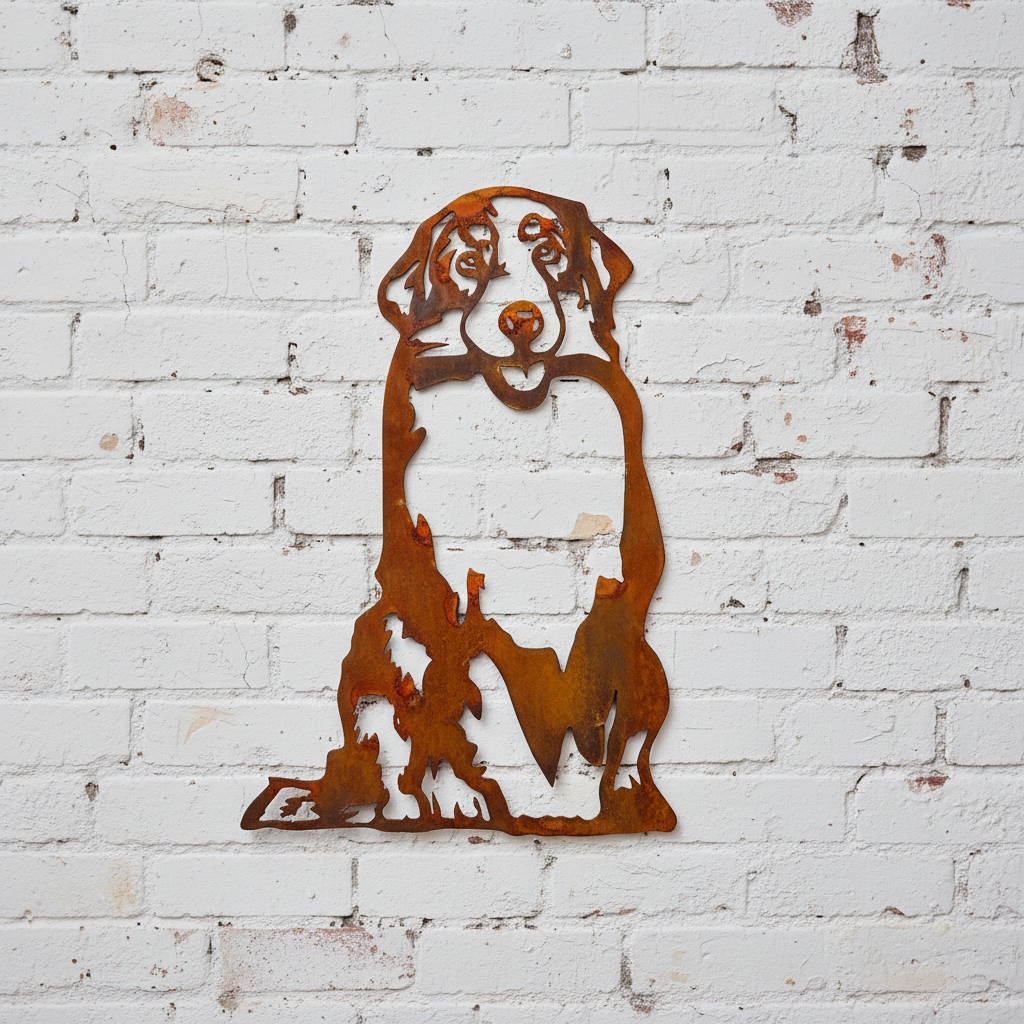 Golden Retriever Sitting Dog Metal Wall Art - Garden Art