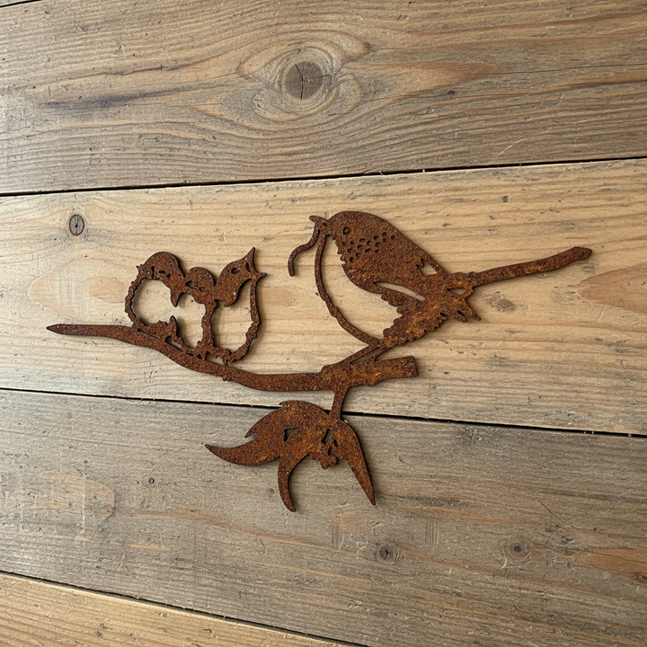 Wren Bird and babies - Metal Wall Art
