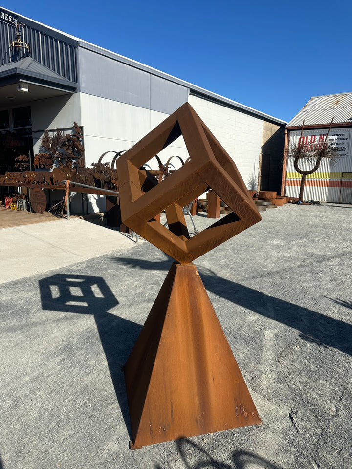 Cube Sculpture Metal Garden Art