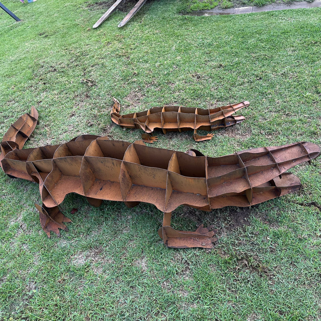 Metal Crocodile Sculpture – Australian Wildlife Garden Art