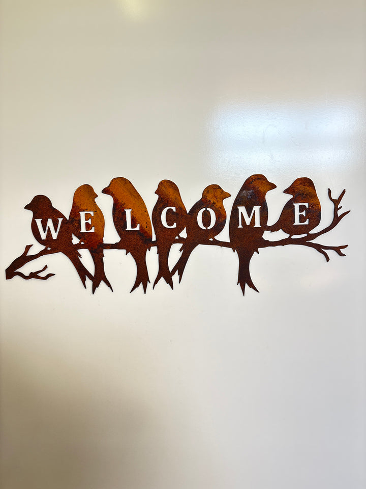 Birds WELCOME Metal Wall Art