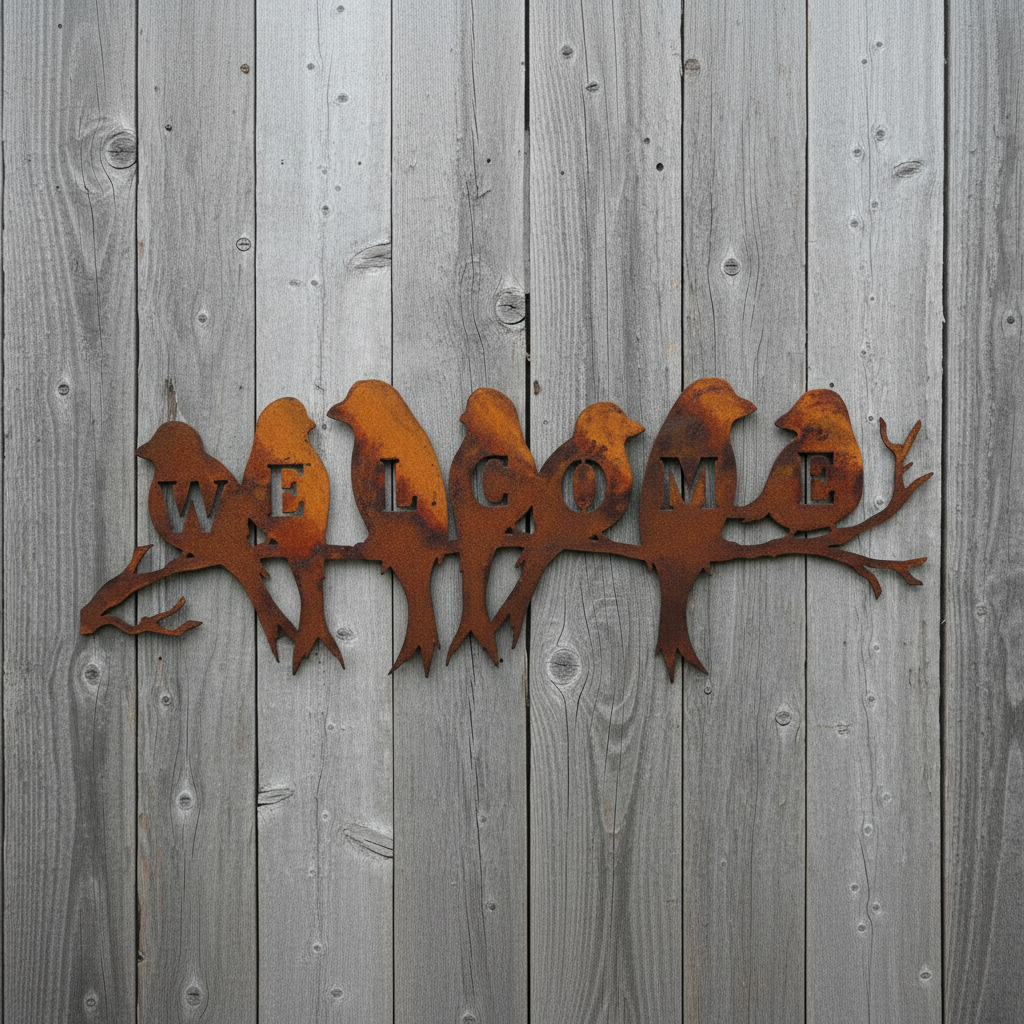 Birds WELCOME Metal Wall Art
