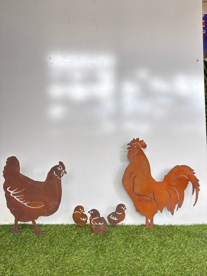 Chicken, Rooster and/or Chicks - Animal Metal Garden Art