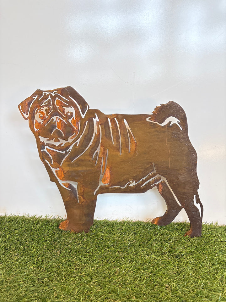 Pug Dog Metal Wall Art - Garden Art
