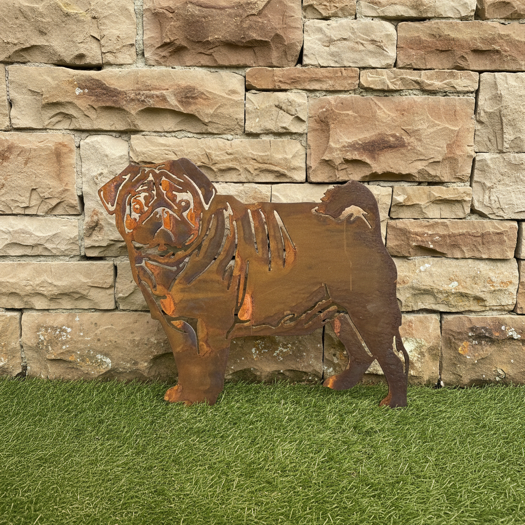 Pug Dog Metal Wall Art - Garden Art