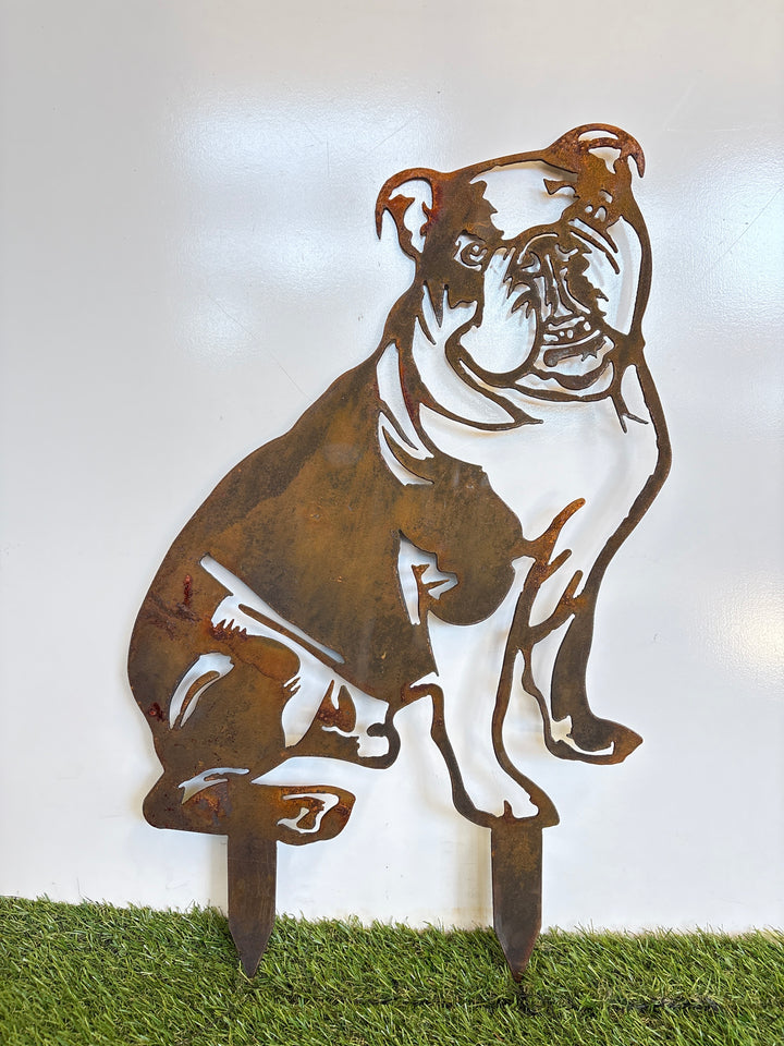 Australian Bulldog Metal Wall Art - Dog Garden Art