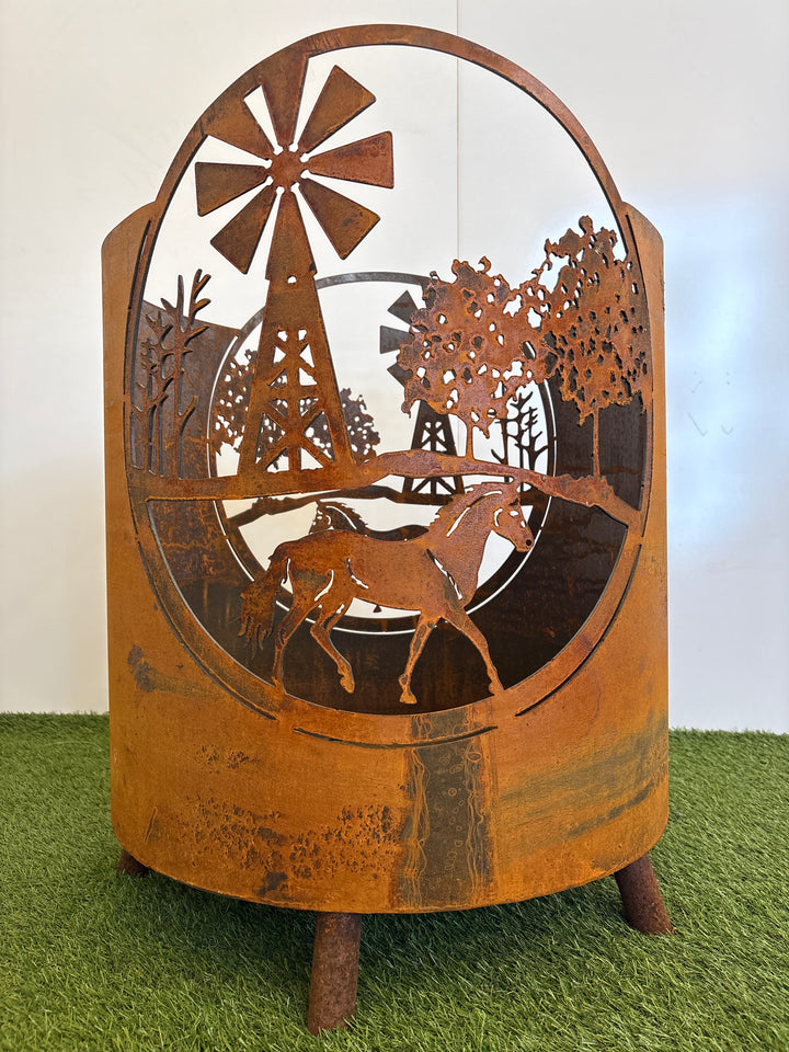 Horse Scene Round Fire Pit