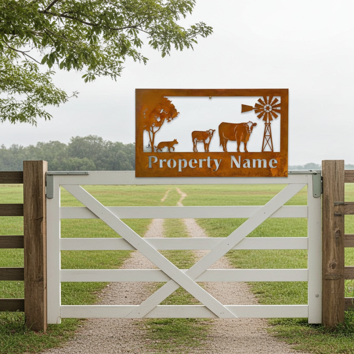 Custom Made Metal Property Sign Cow and Calf