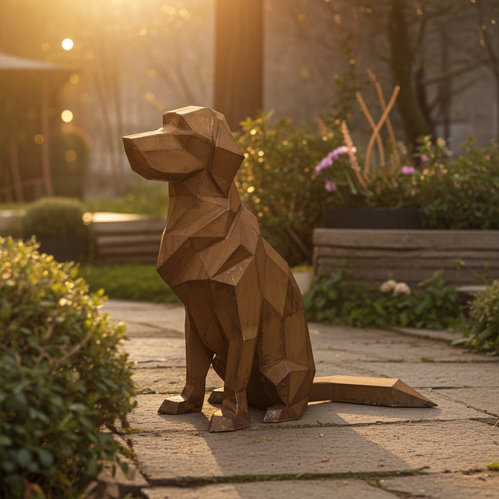 Labrador Dog – Low-Poly Metal Sculpture