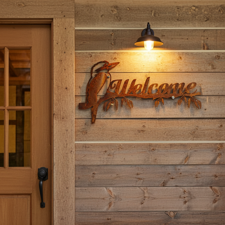 Kookaburra Metal Welcome Sign - Custom wording available