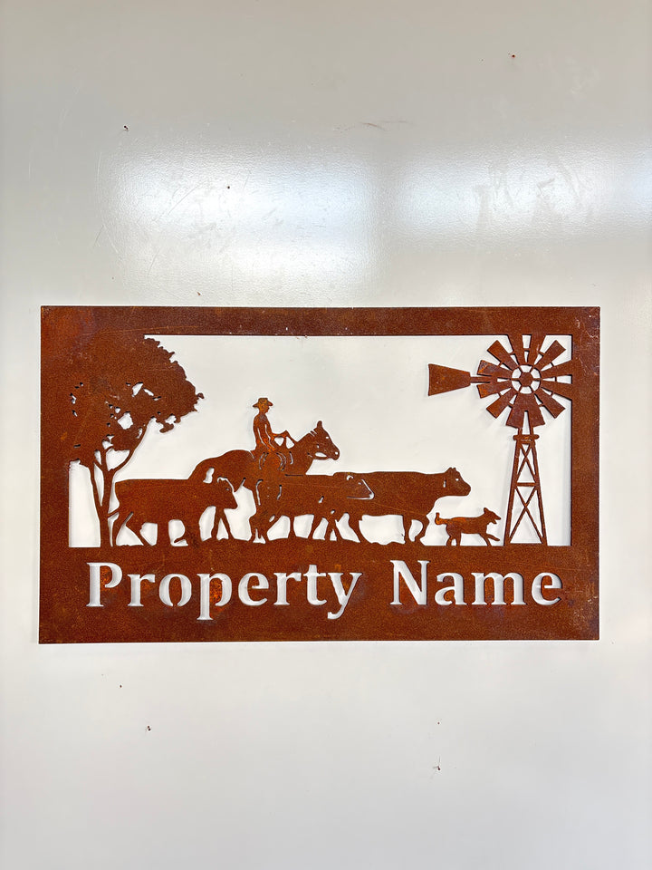 Custom Made Metal Property Sign Cattle Drover