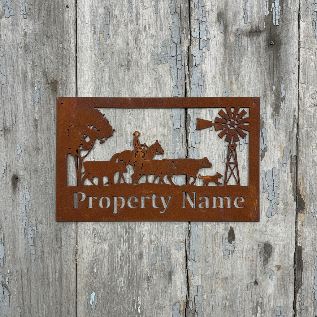 Custom Made Metal Property Sign Cattle Drover