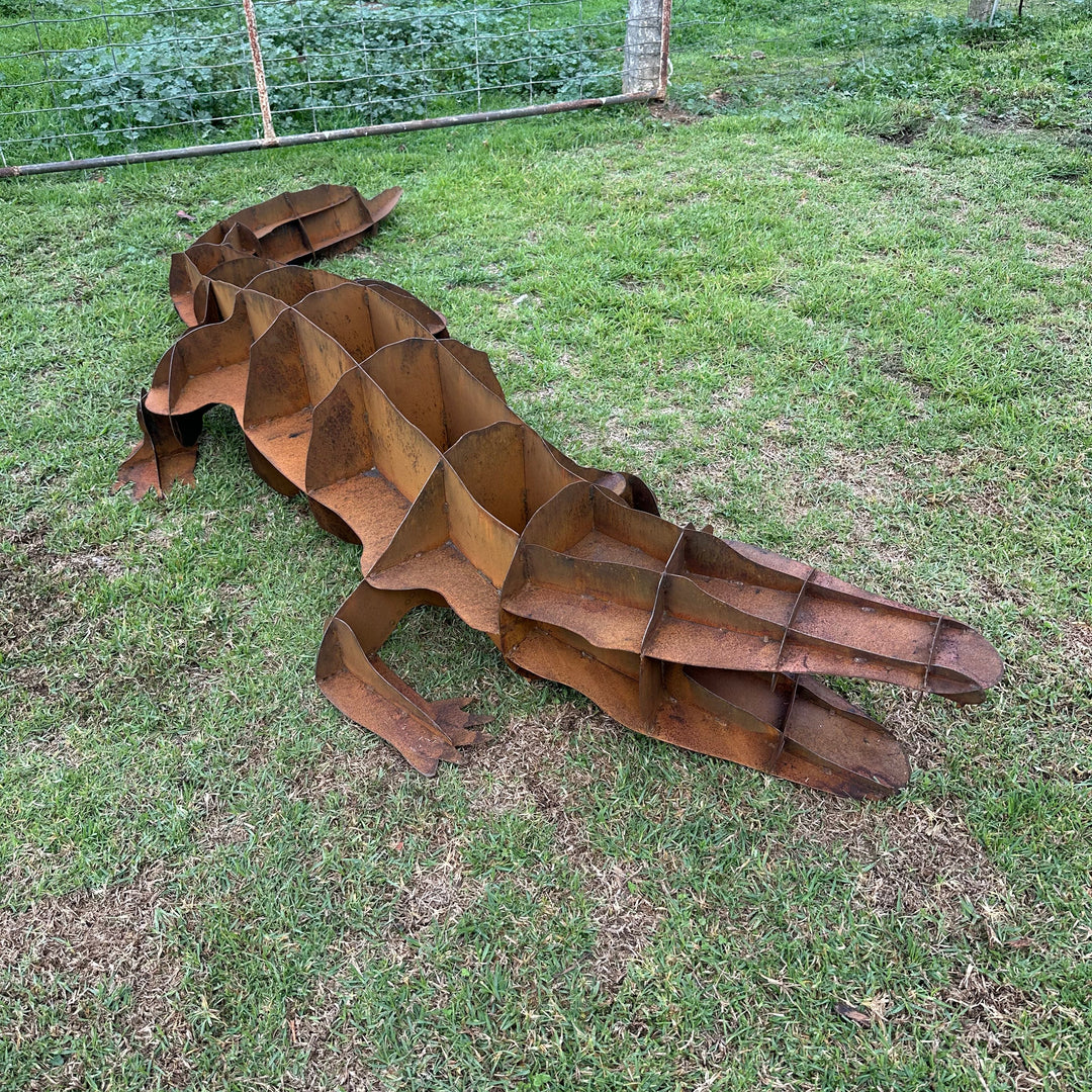 Metal Crocodile Sculpture – Australian Wildlife Garden Art