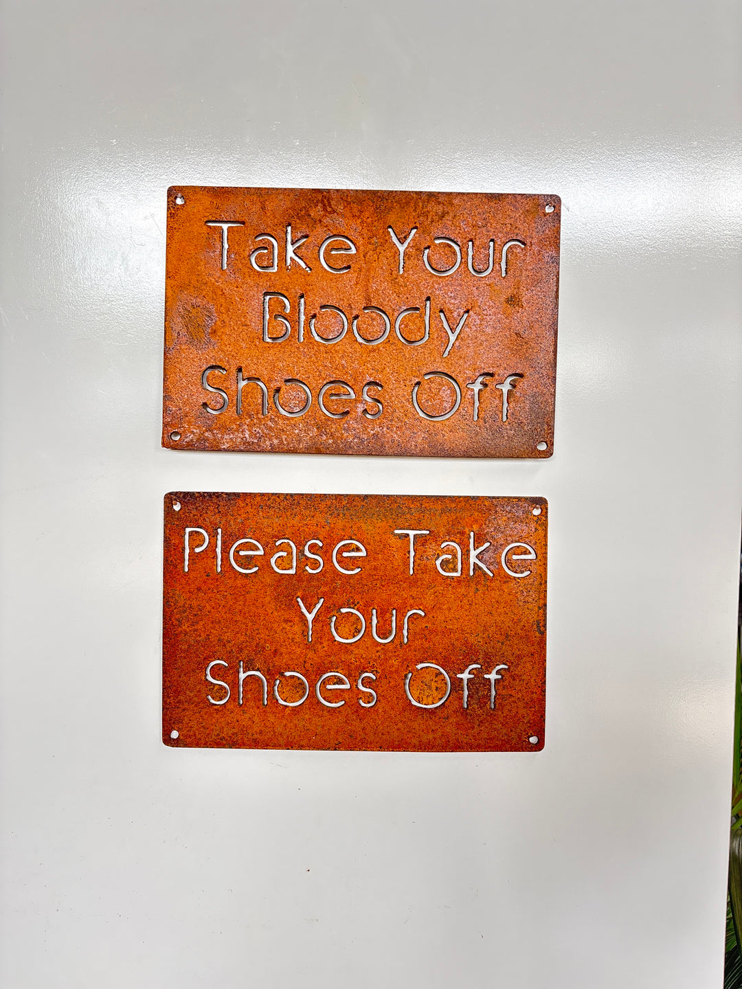 Please take your shoes of sign Metal Wall Art
