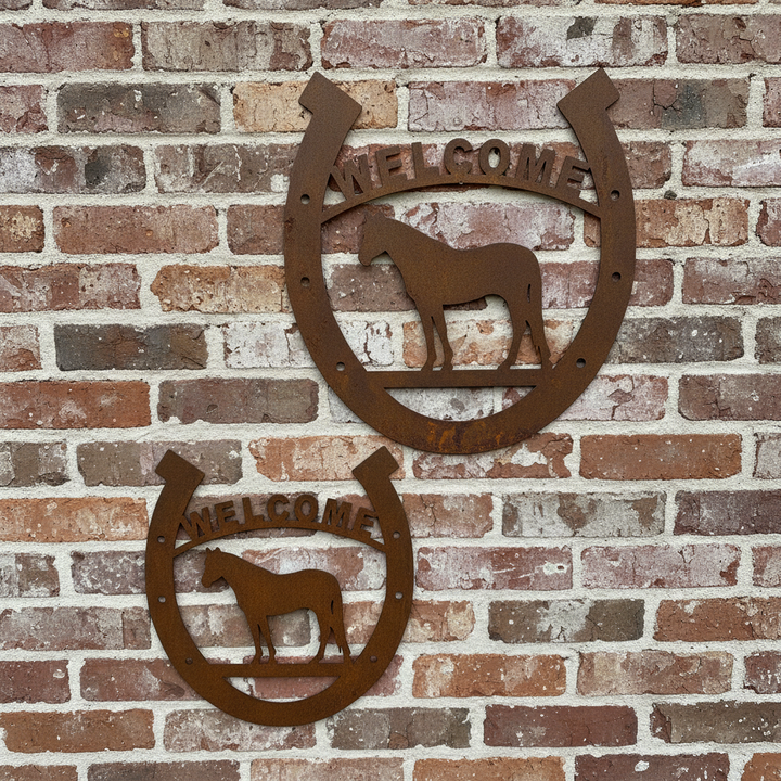 Horse Shoe Welcome Sign Metal Wall Art