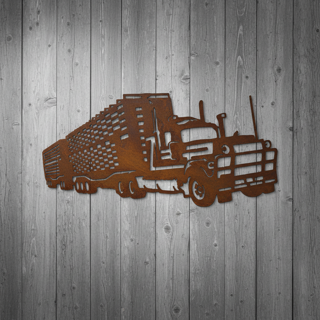 Mack Cattle Truck Metal Wall Art