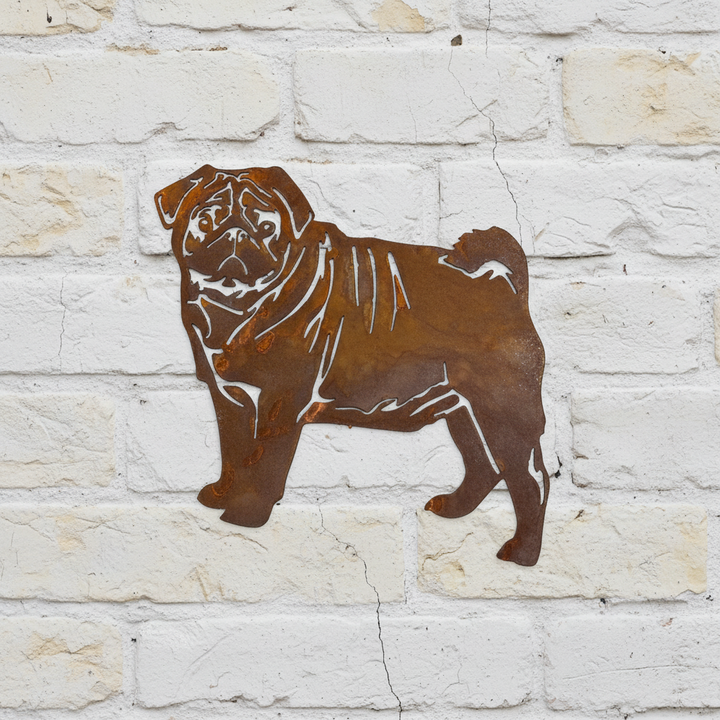 Pug Dog Metal Wall Art - Garden Art