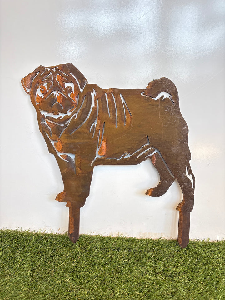 Pug Dog Metal Wall Art - Garden Art