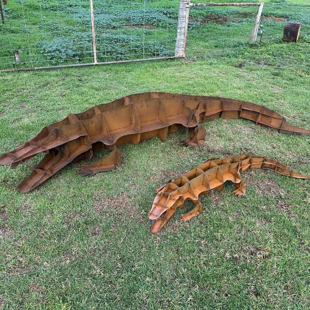 Metal Crocodile Sculpture – Australian Wildlife Garden Art