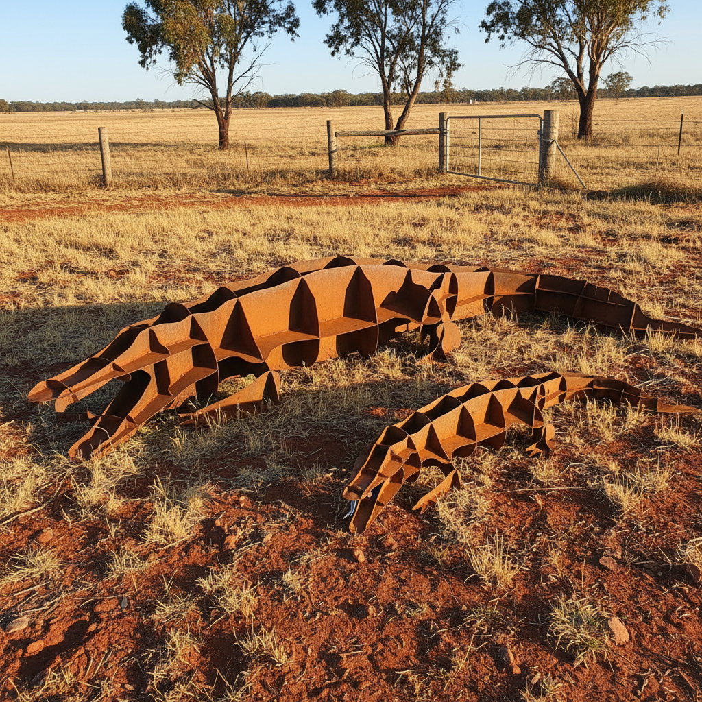 Metal Crocodile Sculpture – Australian Wildlife Garden Art