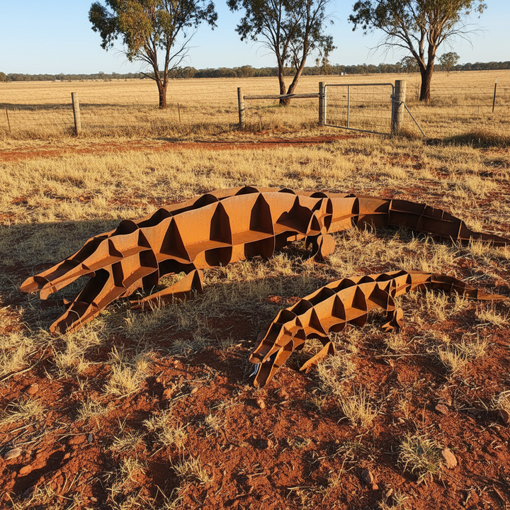 Metal Crocodile Sculpture – Australian Wildlife Garden Art