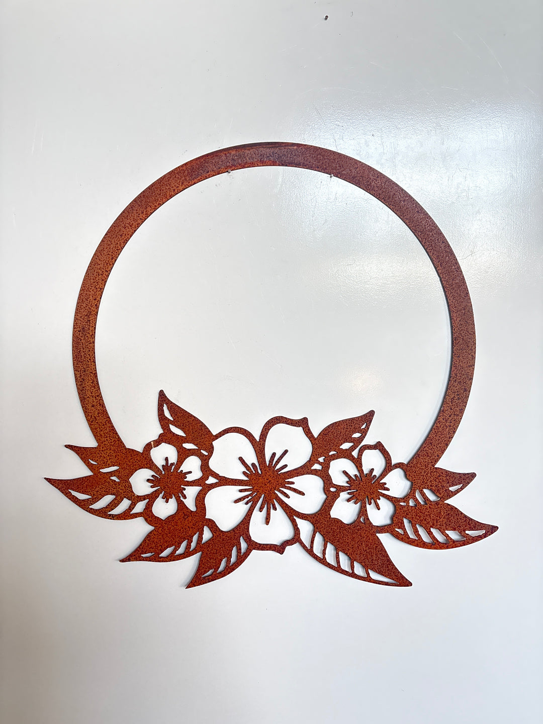Flower Frame Circle Floral Piece Metal Wall Art