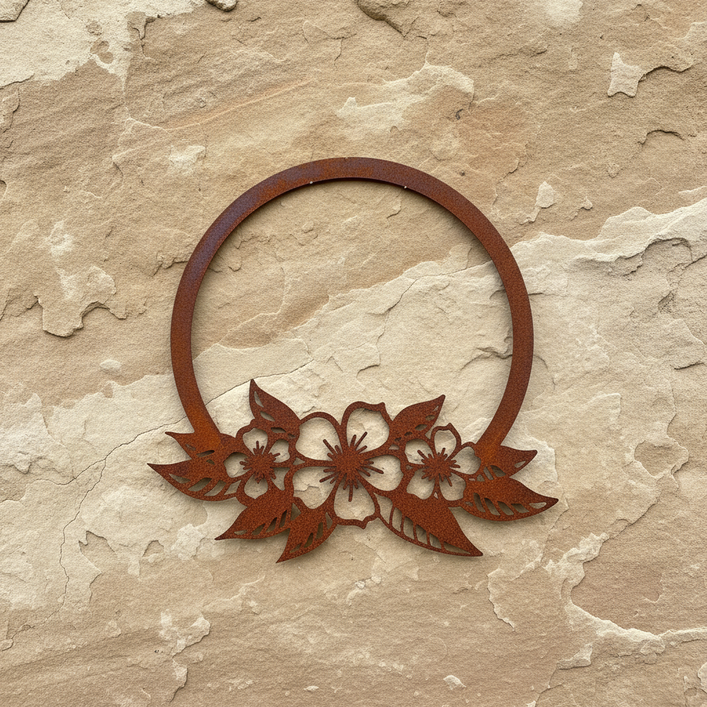 Flower Frame Circle Floral Piece Metal Wall Art