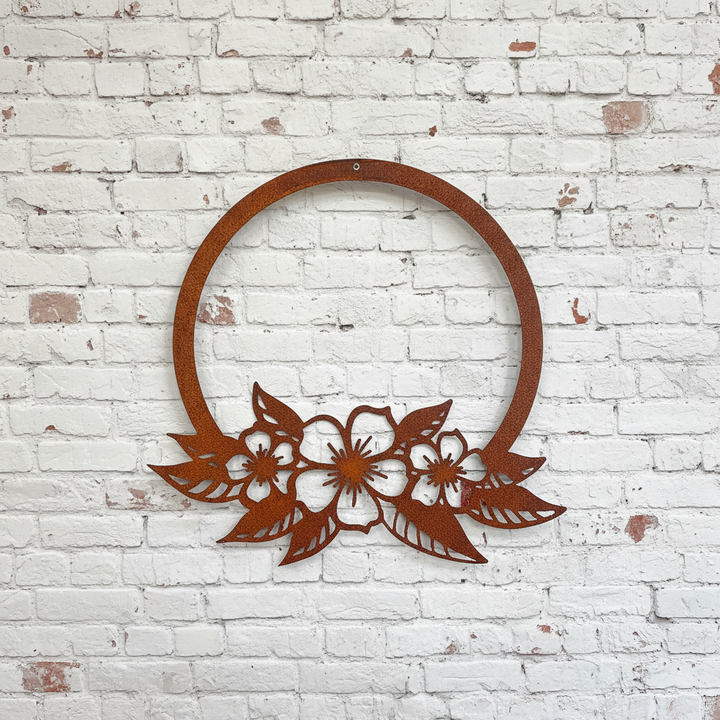 Flower Frame Circle Floral Piece Metal Wall Art