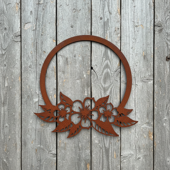 Flower Frame Circle Floral Piece Metal Wall Art