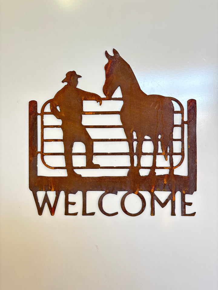 Welcome Sign Horse Metal Wall Art