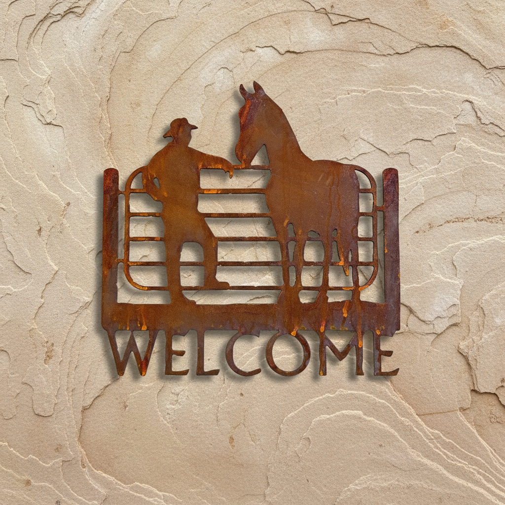 Welcome Sign Horse Metal Wall Art