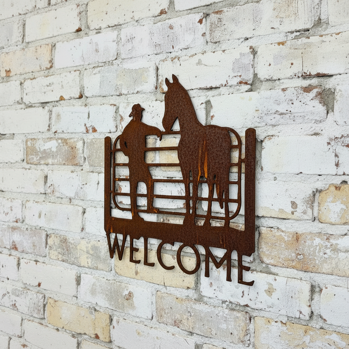Welcome Sign Horse Metal Wall Art
