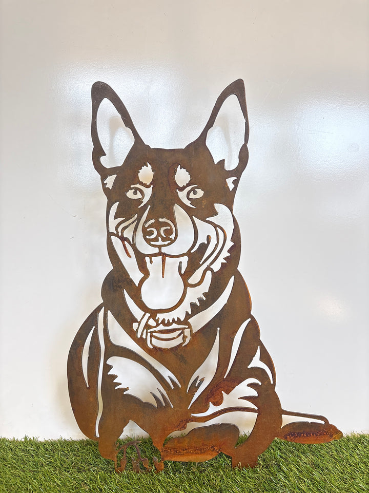 Kelpie Sitting Metal Wall Art Garden Art