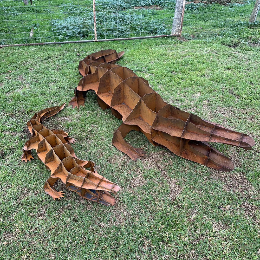 Metal Crocodile Sculpture – Australian Wildlife Garden Art