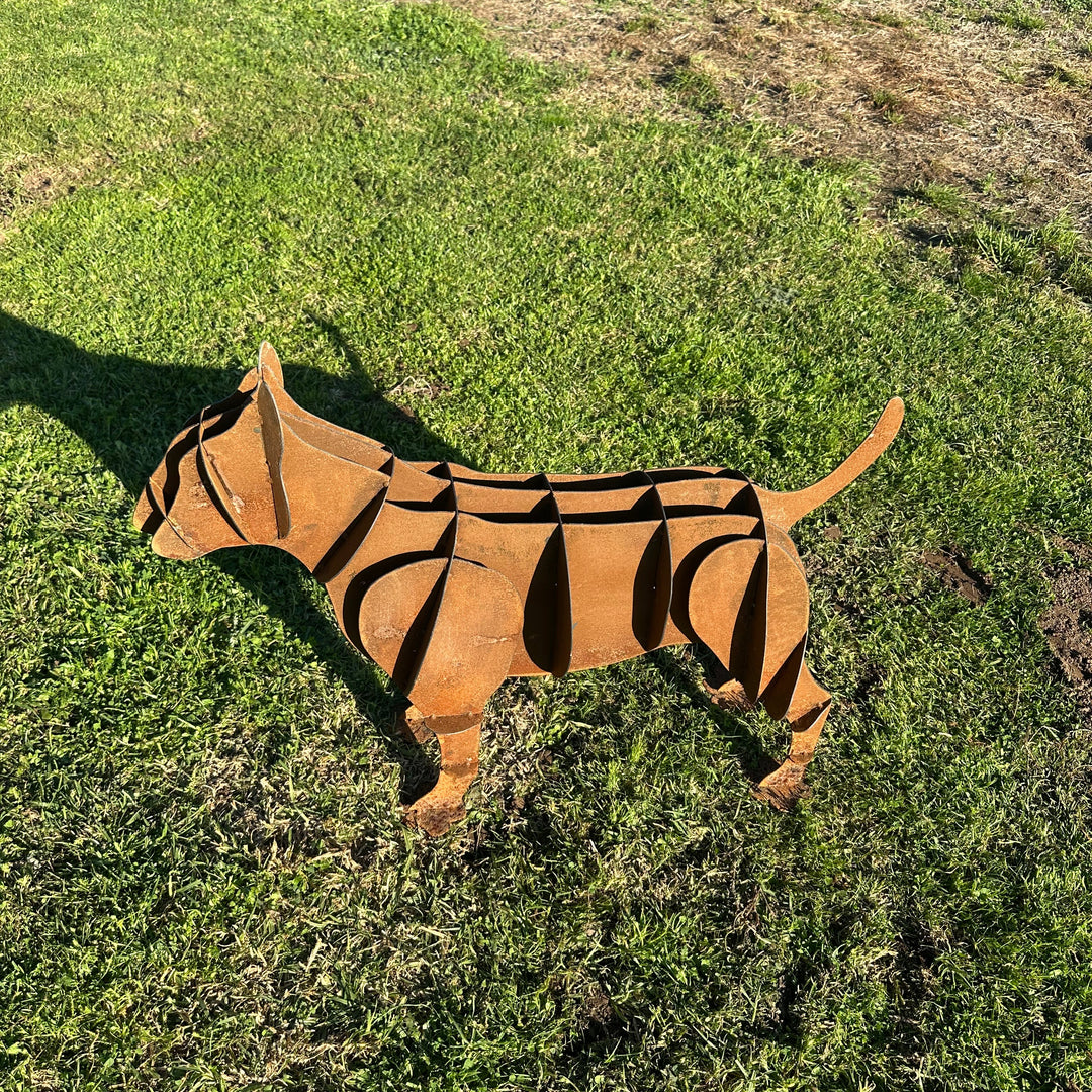 Metal Staffy Dog Sculpture – Staffordshire Bull Terrier Garden Art