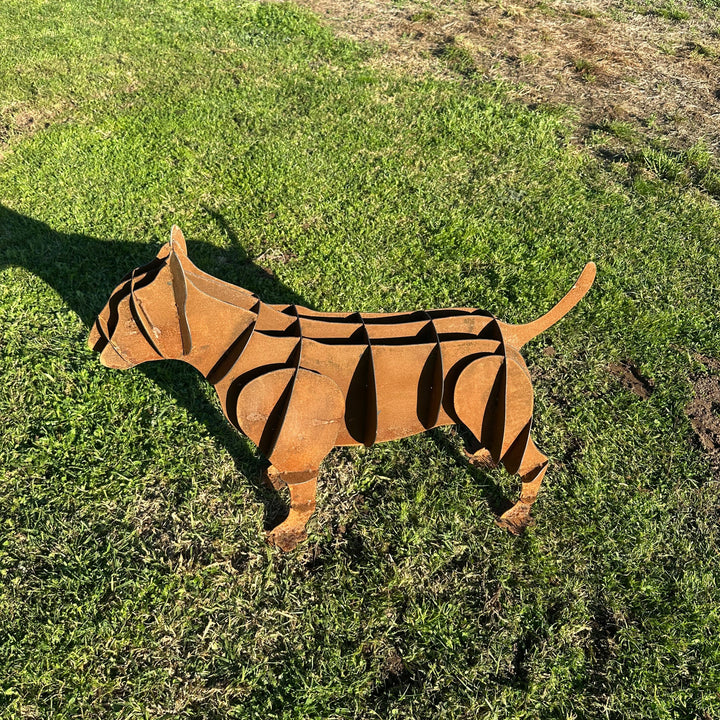 Metal Staffy Dog Sculpture – Staffordshire Bull Terrier Garden Art