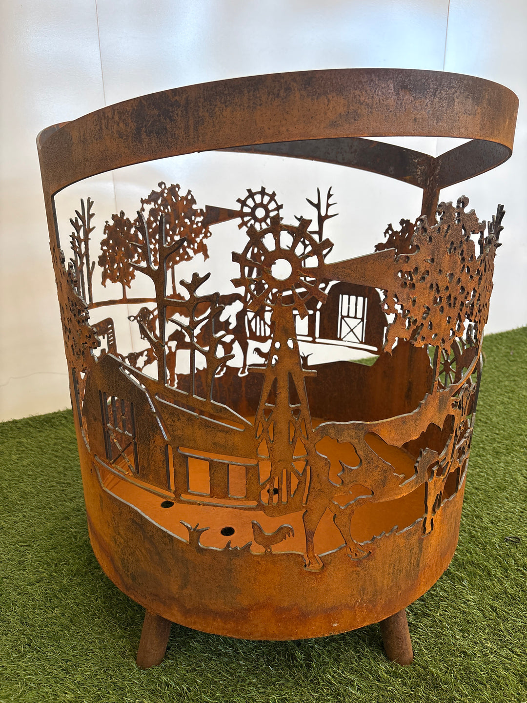 Rural Scene Round Fire Pit - Cows