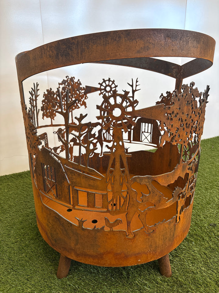 Rural Scene Round Fire Pit - Cows