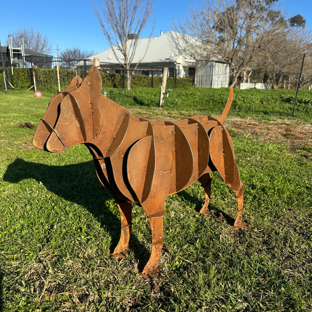 Metal Staffy Dog Sculpture – Staffordshire Bull Terrier Garden Art