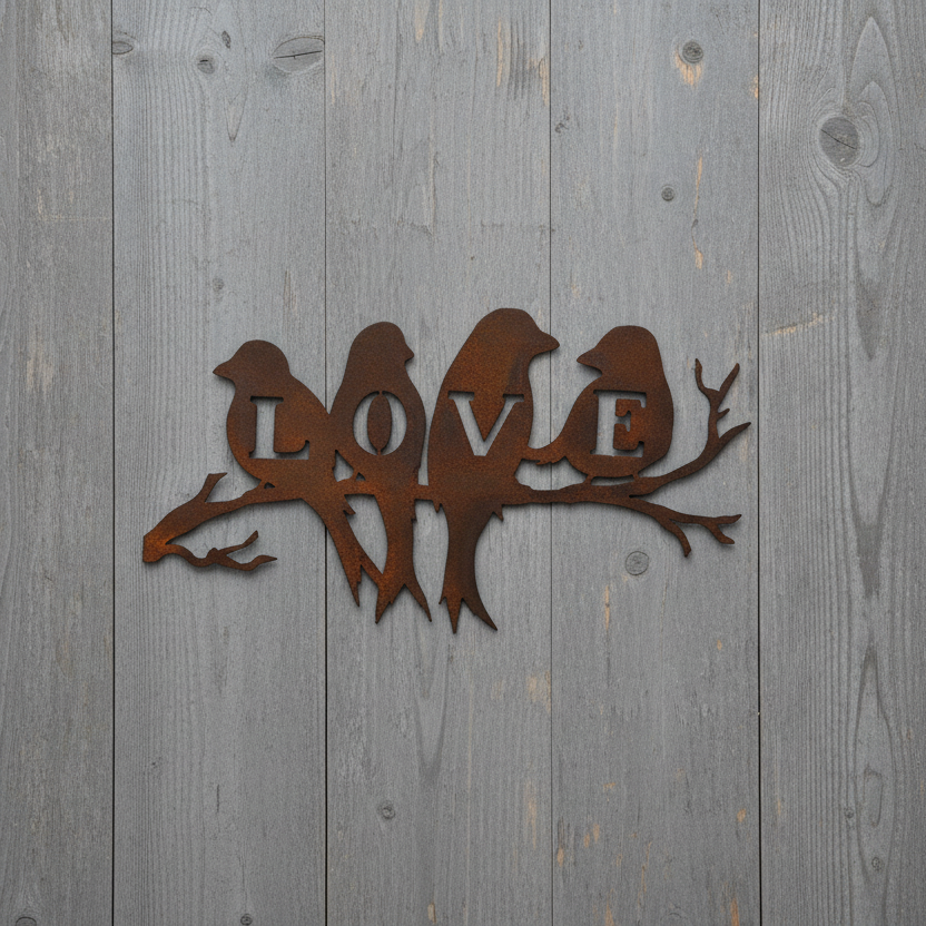Birds LOVE Metal Wall Art