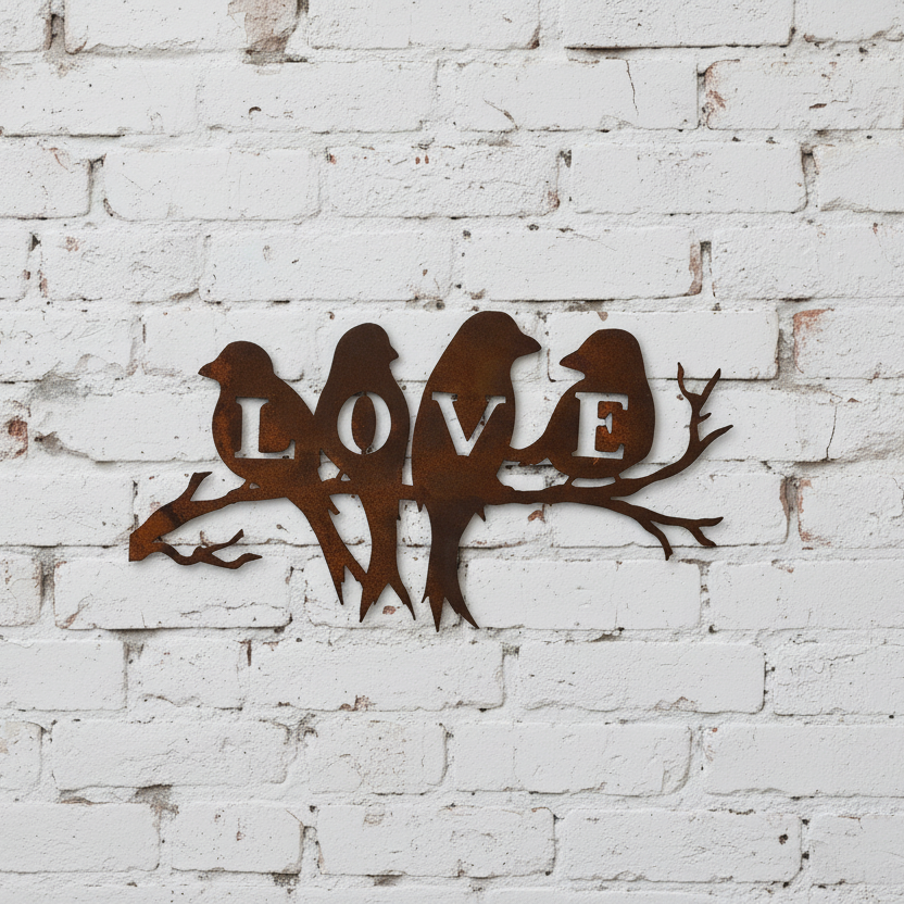 Birds LOVE Metal Wall Art