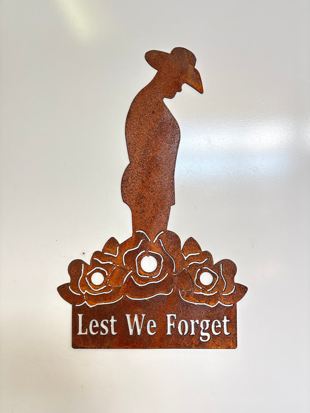 Soldier Poppies Lest We Forget Metal Wall Art