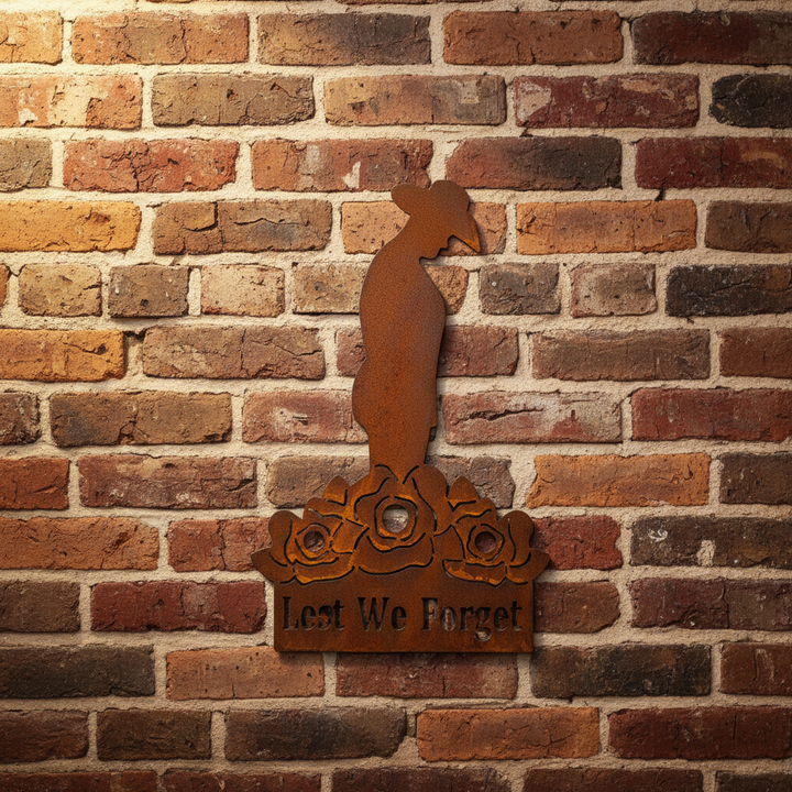 Soldier Poppies Lest We Forget Metal Wall Art