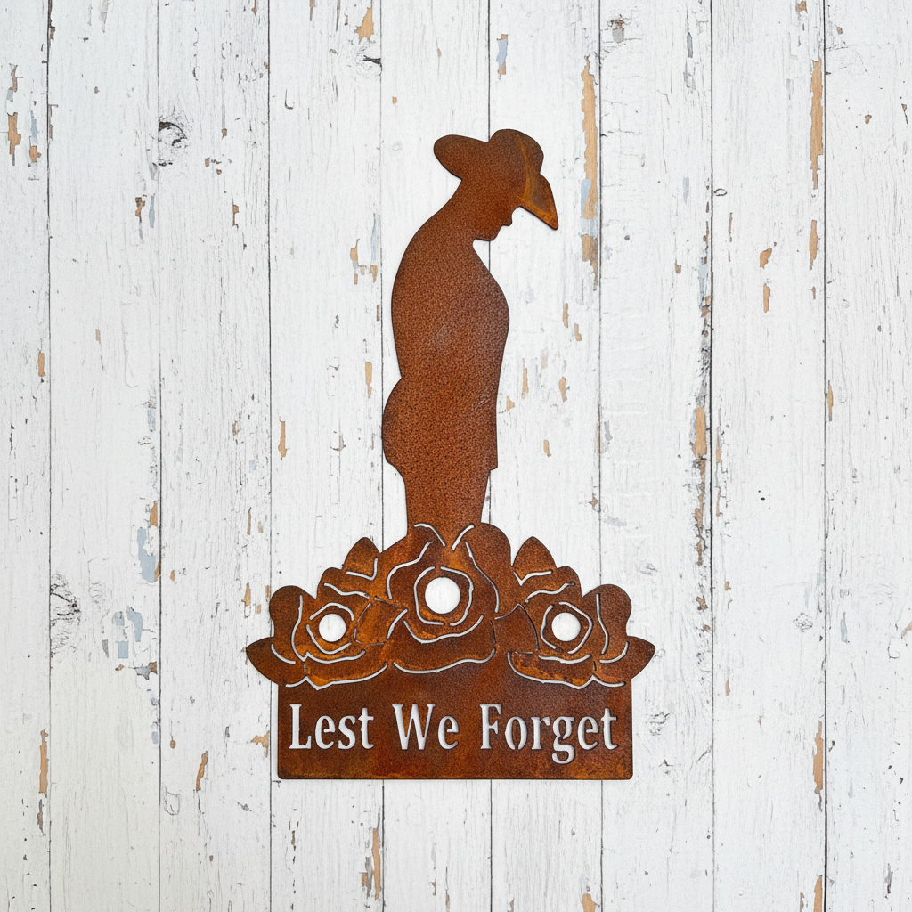 Soldier Poppies Lest We Forget Metal Wall Art