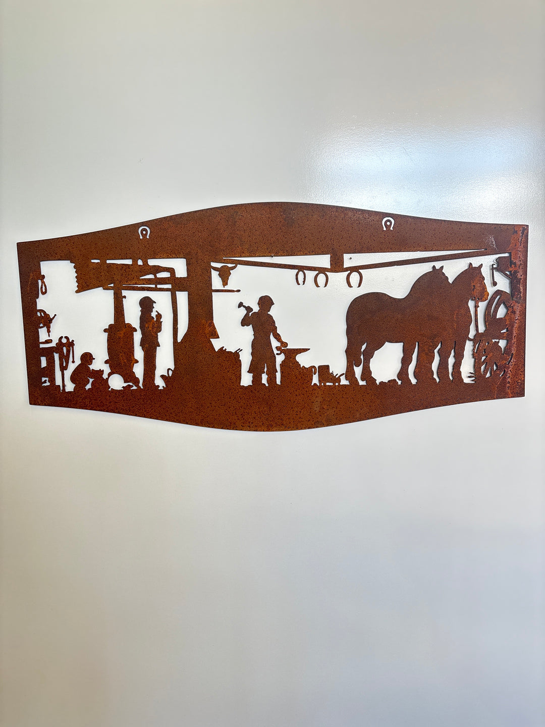 Farm Scene Blacksmith Horse Metal Wall Art