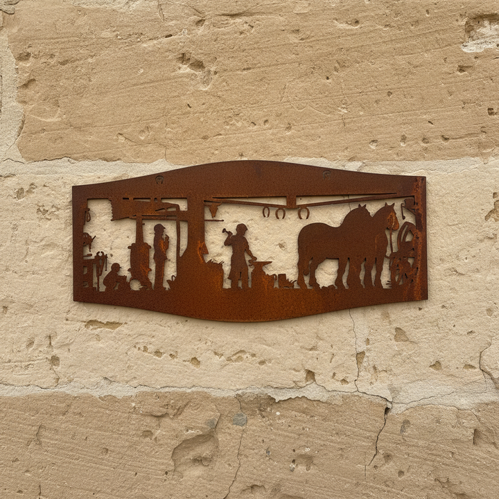 Farm Scene Blacksmith Horse Metal Wall Art